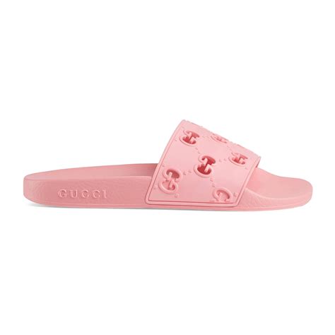 gucci pink rubber slides|Gucci rubber pursuit g slides.